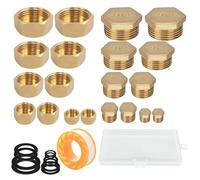 WISIRENT 20 Pièces Capuchons Filetés en Laiton avec Filets Intérieurs et Extérieurs, 05/10 08/13 15/21 20/27 12/17Male Bouchon Arrivee d'Eau Robinet, Conduite D'eau à Bouchon Aveugle avec Boîte