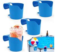 WISIRENT 4 Pièces Bleu Porte-Gobelets pour Piscines, Porte-Gobelets de Piscine en Plastique Porte-Gobelet pour Piscine, Porte-Gobelet Détachable Porte Gobelet Piscine pour Les Boissons, Clé, Bière