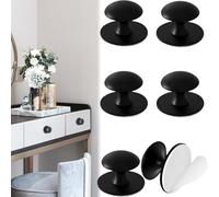 WISIRENT 6 Pièces Noir Rond Autocollante Boutons d'Armoire, Poignées Autocollantes Pour Tiroir Inoxydable Poignée pour Tiroir Sans Percage, Poignée Armoire Sans Perçage Boutons Autocollants