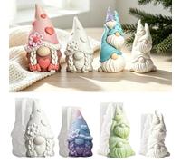 WISIRENT Lot de 4 moules en silicone en forme de lutin de Noël | 2 grands + 2 petits moules en silicone pour Noël, moule à bougie 3D Père Noël pour plâtre, résine époxy, décoration d'hiver