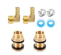 WISIRENT Raccords de Réservoir en Laiton, 2 Pcs Passages de Réservoir en LaitonFiletage extérieur 1/2 Filetage intérieur 3/8, Douille de Seau à Pluie en Laiton et Bec de Tuyau