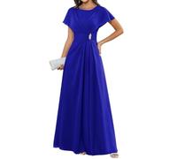 WISIYLE Robe de mère de la mariée à manches flottantes 2026 plissée en mousseline de soie longue trapèze robe d'invité de mariage formelle, bleu marine, 48 Grande taille