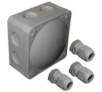 Wiska 308/5 Boîte de jonction combinée avec 3 presse-étoupes GLP20+ IP68 pour câblage extérieur Gris
