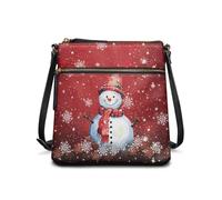 Wismoutput Sac à bandoulière en cuir pour femme - Spacieux - Portefeuille tendance - Pour voyage, travail, Bonhomme de neige de Noël.