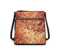 Wismoutput Sac à bandoulière en cuir pour femme - Spacieux - Portefeuille tendance - Pour voyage, travail, Feuille d'érable de Thanksgiving