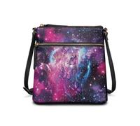 Wismoutput Sac à bandoulière en cuir pour femme - Spacieux - Portefeuille tendance - Pour voyage, travail, Galaxy Starry Sky