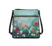 Wismoutput Sac à bandoulière en cuir pour femme - Spacieux - Portefeuille tendance - Pour voyage, travail, Tulipe