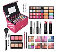 Wisnewth Coffret Maquillage Complet 45 Pièces - Palette Fards Ombre à Paupières, Anti-Cernes, Gloss et Accessoires avec Boîte de Rangement Rose