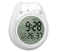 Wisoee Horloge numérique étanche pour Salle de Bain, Cuisine, Grand écran LCD, Format 12/24 Heures, température intérieure, Compte à rebours, Trou de Suspension à Ventouse