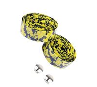 wisoolkic 2 pièces Anti-dérapant Accessoire de Cyclisme Ruban de Guidon de vélo Naturel pour Bonne ductilité Faux Cuir Ruban de Guidon de vélo, Noir et Jaune