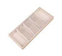 wisoolkic Boîte à lunettes à 5 grilles, vitrine de lunettes de soleil et de lunettes en faux cuir, boîte d'exposition de lunettes, boîte d'affichage de rangement, Beige