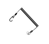 wisoolkic Corde de sécurité de pêche Durable, Outil Fixation pour Canne à pêche, Longe élastique Haute résistance, Longe enroulée rétractable pour l'extérieur avec Mousqueton, Noir, Étiré à 300 cm