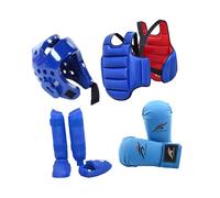 wisoolkic Ensemble de Casque et Gants de Boxe pour l'entraînement MMA, conçu pour Un Confort et Une durabilité optimaux Lors des séances Sparring et des compétitions, Bleu, M.