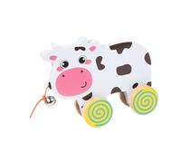 wisoolkic Jouet éducatif à Tirer et à Pousser en Forme d'animal, favorisant l'apprentissage et la motricité Fine des bébés. , Vache , 17.5 x 5.3 x 15.8 cm