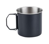 wisoolkic Mug de Voyage léger pour la randonnée et Le Camping, avec poignée Pliable en Acier Inoxydable Durable. Idéal pour Toutes Vos Aventures en Plein air, Noir, 350 ML