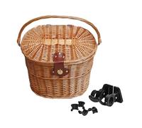 wisoolkic Panier de vélo tressé à la main, finition soignée, grande capacité, idéal pour les pique-niques. Ce panier convient pour le guidon d'un vélo. Fabrication artisanale en osier tressé.