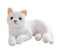 wisoolkic Peluche Chat Joyeux - Animaux en Peluche Doux et Adorables Coussins Décoratifs - Idée Cadeau Anniversaire Enfant - Coussin de Sommeil - Décoration Intérieure - Jouet, Blanc, 32 cm
