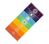 wisoolkic Tapis de Yoga de méditation tapis de sol à polyvalent Chakras châle résistant au soleil tapisserie colorée rectangulaire pour le voyage