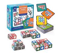 Wisplye Bois Matching Block Puzzles, Jeu D'Association de Formes avec 20 Cubes 60 Cartes, Shape Matching Game Jeu de Société Montessori Éducatif Jouets pour Enfants et Adultes 3+ Ans