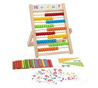 Wisplye Boulier Règle Montessori en Bois, Mathématique Abaque avec Cadre de Comptage, 100 Bâtons de Comptage et Nombres Carte, Cadeau Jouet Éducatif pour Enfants à Partir de 3 Ans