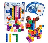 Wisplye Cubes mathématiques, Jeu de 100 Cubes Mathlink Construction, Montessori Apprentissage des Maths Élémentaires avec Cartes d'activité, Jouets Cadeau Éducatif pour Enfants Tout-Petits 3-6 Ans