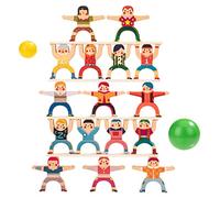 Wisplye Jeux d'Empilage en Bois, Équilibre de Blocs de Construction Jouets, 16pcs Hercules Préscolaire Enfant Jouets Éducatifs Montessori pour Garçon et Fille de Plus de 3 Ans