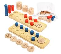 Wisplye Jouet Mathématiques en Bois, Apprendre à Compter Arithmétique Jouets, Addition et Soustraction dans la Limite de 20 Jeux Educatif pour Enfants Garçons Filles de 3 4 5 6 Ans