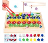 Wisplye Jouet Montessori de Pêche en Bois Magnétique, 2 en 1 Jouet Enfant Educatif à Motricité Fine Apprendre à Compter et Les Couleurs Cadeau Garçons Filles Bébés 2 3 4 Ans