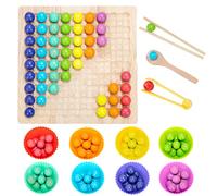 Wisplye Jouet Montessori en Bois Éducatif, Jeu de Société Enfants de Clip Perles Puzzle, Jouets Interactifs Arc-en-Ciel Mains Brain Training Mathematics, Cadeau pour Garçons Fille 3 4 5 Ans