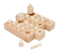 Wisplye Jouets Montessori Blocs de Cylindres, Jeu Ensemble Éducatif Boutons en Bois, Jouets d'développement Apprentissage classer, Compter, mesurer, Cadeau pour Enfant garçons Noël