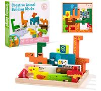 Wisplye Montessori Puzzle Jouet à Empiler en Bois, Jeux d'empilage Animaux Blocs, Tetris Puzzle 3D Balance Blocks, Jeux Educatif Cadeau de Noël pour Garçons et Filles Enfants 3 4 5 Ans