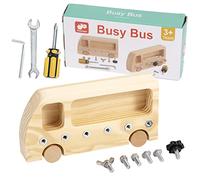 Wisplye Montessori Tournevis pour Enfants, Planche à Vis en Bois, Jouet Sensoriels Éducatif Bus Occupé Tableau Activités pour Enfants et Bébés de Plus de 3 Ans