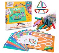 Wisplye Puzzle en Bois Tangram Jouets Montessori Éducatifs Classiques, 55 Formes Géométriques Colorées et 24 Cartes de Conception, Blocs de Modèle Cadeaux pour Les Petits Garçons Filles Enfant