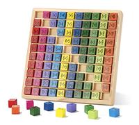 Wisplye Table de Multiplication en Bois, Couleurs Jeu d'exercices de Multiplication Mathématique Montessori Jouets Éducatifs Cadeau pour Les élèves du Primaire et Les Enfants de 3+ Ans