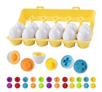 Wisplye Œufs Assortis Trieur de Reconnaissance des Couleurs et Formes, 12Pcs Oeufs de Plastique Géométriques Puzzle Jouet éducatifs Montessori Cadeau pour Enfants 3+ Ans
