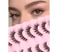 Wispy Lashes D305 Lot de 7 paires de faux cils courts en forme de C pour yeux de chat