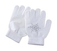 WISREMT Gants de Patinage Artistique pour Les Enfants Jeunes Filles Exercice de compétition, Gants d’Hiver Chauds avec Paume antidérapante, Gants de Patinage sur Glace avec Strass Flocons de Neige