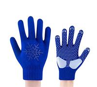 WISREMT Gants de Patinage Artistique pour Les Enfants Jeunes Filles Exercice de compétition, Gants d’Hiver Chauds avec Paume antidérapante, Gants de Patinage sur Glace avec Strass Flocons de Neige