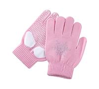 WISREMT Gants de Patinage Artistique pour Les Enfants Jeunes Filles Exercice de compétition, Gants d’Hiver Chauds avec Paume antidérapante, Gants de Patinage sur Glace avec Strass Flocons de Neige