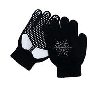 WISREMT Gants de Patinage Artistique pour Les Enfants Jeunes Filles Exercice de compétition, Gants d’Hiver Chauds avec Paume antidérapante, Gants de Patinage sur Glace avec Strass Flocons de Neige