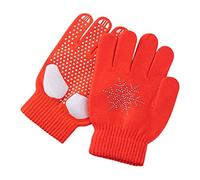 WISREMT Gants de Patinage Artistique pour Les Enfants Jeunes Filles Exercice de compétition, Gants d’Hiver Chauds avec Paume antidérapante, Gants de Patinage sur Glace avec Strass Flocons de Neige