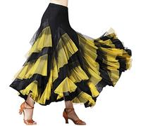 WISREMT Jupe de Danse de Salon pour Femmes à Plusieurs Niveaux Couleur assortieTulle Longue Robe de Danse balançoire Jupe de Flamenco Latine Costumes d'halloween