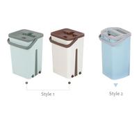 WISS Kit Balai Serpillère & Seau Essoreur - Balai Microfibre Plat avec Manche en Inox Style 1 Couleur Café