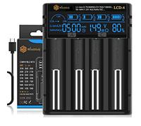 WISSBLUE 18650 Battery Charger, LCD Screen Can Display Capacity, Adjustable 2A 18650 Charger, Suitable for 26650 21700 18350 17500 14500 18650,NiMH NiCd AAA AA