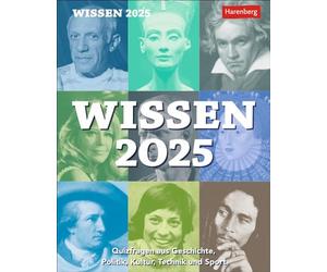 Wissen Calendrier 2025 - Questions quiz sur l'histoire, la politique, la culture, la technique et le sport : questions intelligentes de A à Z dans un calendrier de bureau pour les fans de puzzles