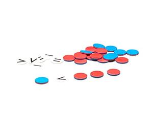 WISSNER® aktiv lernen - Jetons réversibles rouge/bleu, 22 jetons + 10 signes - RE-Plastic®