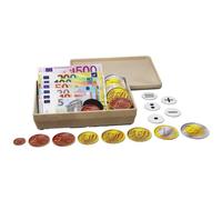 WISSNER® aktiv lernen - Monnaie EURO magnétique, 100 pièces (37 billets, 57 billets, 6 signes d'opération), en coffret plastique - RE-Plastic®