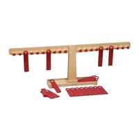 WISSNER® Apprendre activement - Balance à Chiffres et à calculer- RE-Wood®, Rouge/Couleurs Naturelles