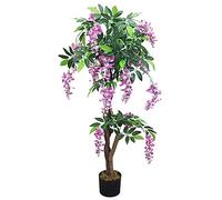 Wisteria Glycine Plante Arbre Artificielle Artificiel Plastique avec Bois Véritable 120cm Domaine Interne Decovego