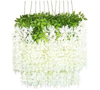 Wisteria Hanging Silk Flowers 12pcs 3,77 ft Artificiel Wisteria fleurs suspendues guirlande décorative fausse fleur suspendue Garland Garland Fleurs de soie réaliste décoration de fête pour la d